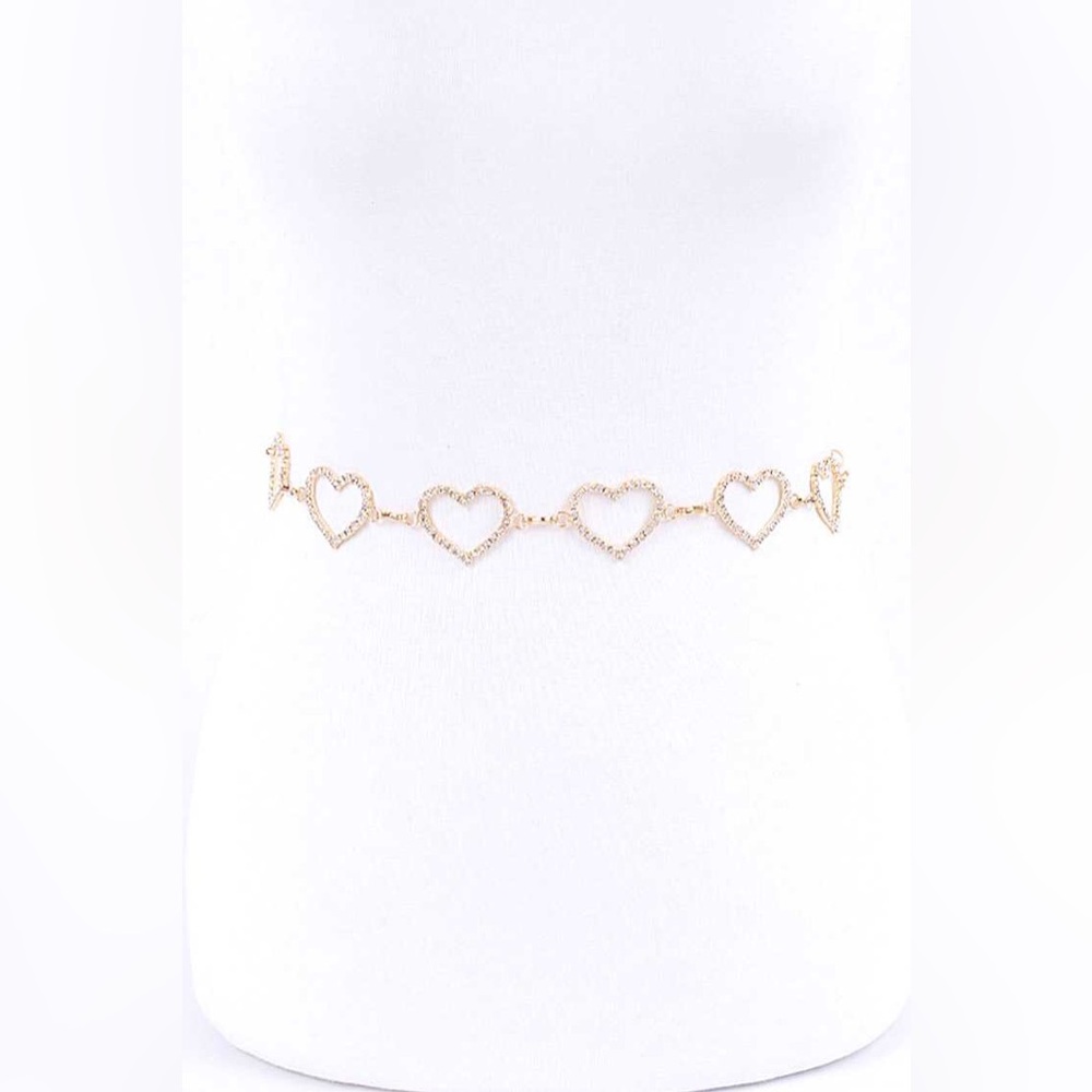 Gold or Silver Heart Metal Chain Statement Belt